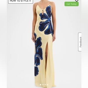 Rebecca Vallance Yellow and Blue Maxi Dress